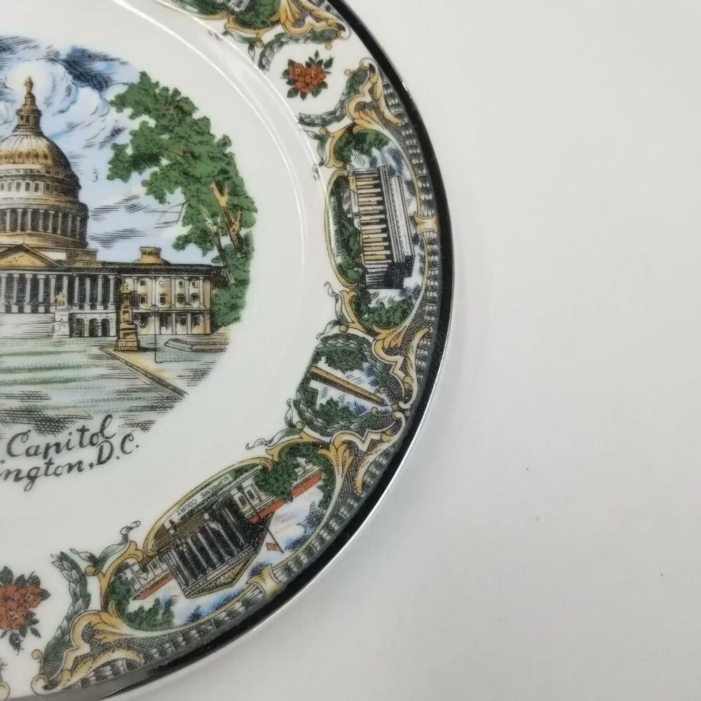 Vintage Capital Washington DC Collector Plate Souvenir White House Japan